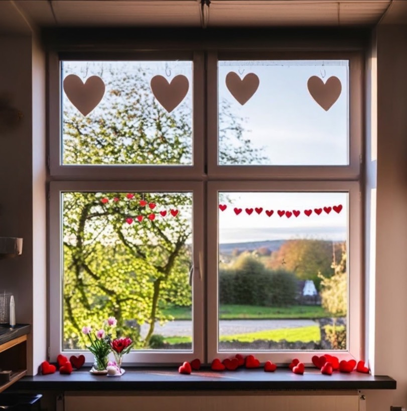 Sunny Window with Hearts